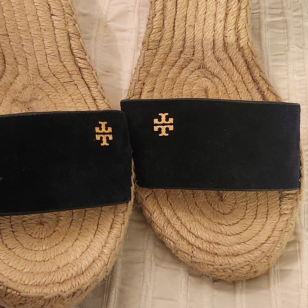 Tory Burch Navy Blue Baily Wmen's Blnsvy Blue  Espadrille Sandals  Size 9 - Picture 9 of 15